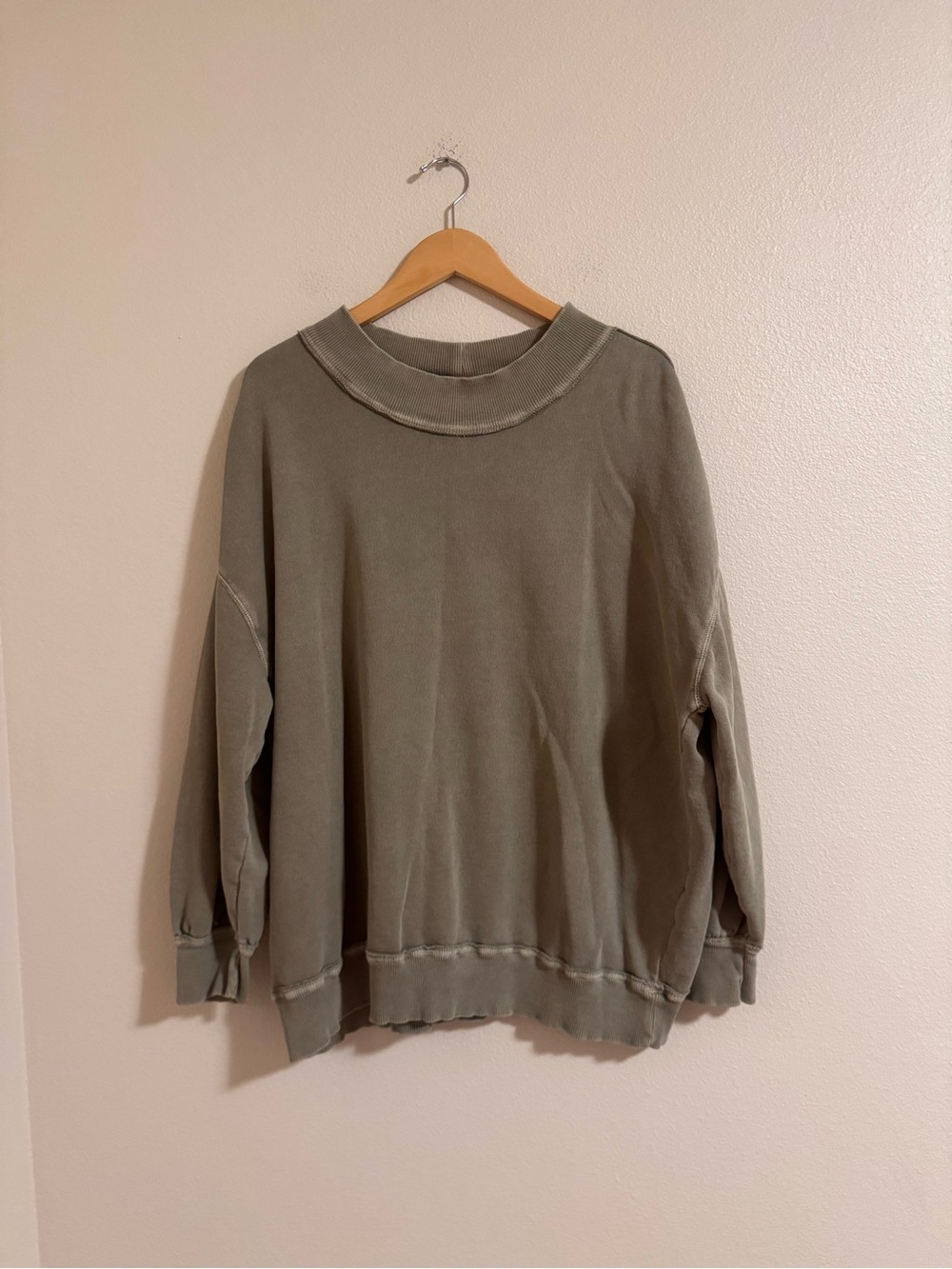 We The Free Olive Green Relaxed Crewneck Sweater